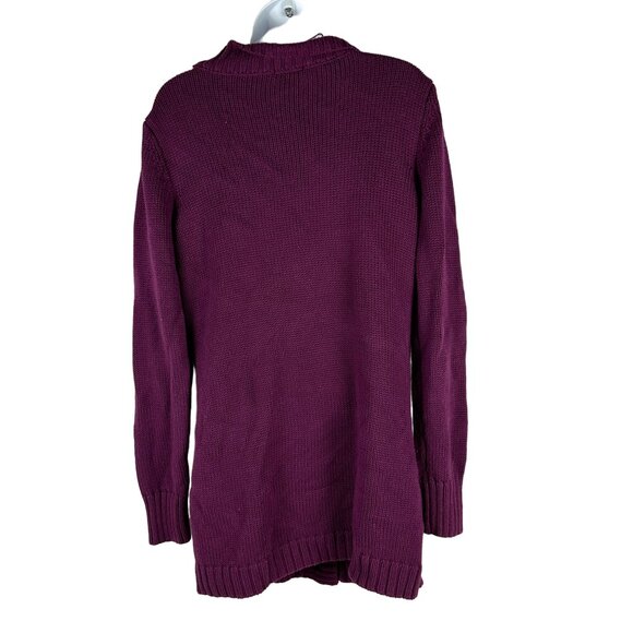 Women's Venus Purple Cardigan Sweater Size M Cable Knit Button-Front W/ Pockets - Picture 2 of 4